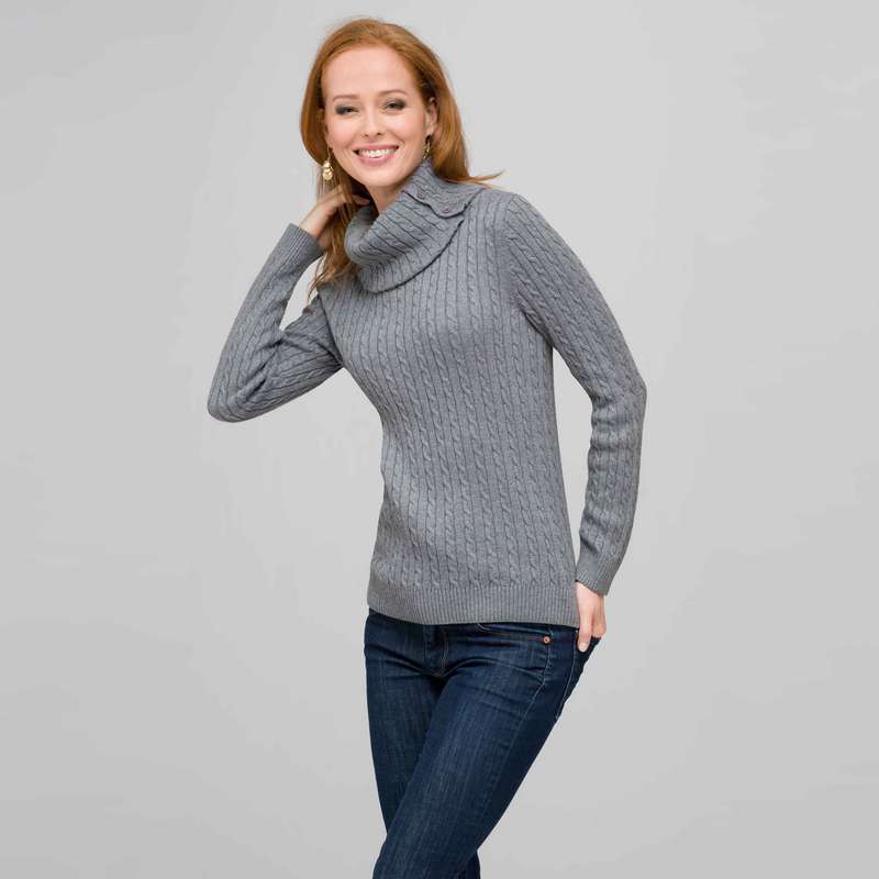 Long Sleeve Button Out Turtle Neck image number null