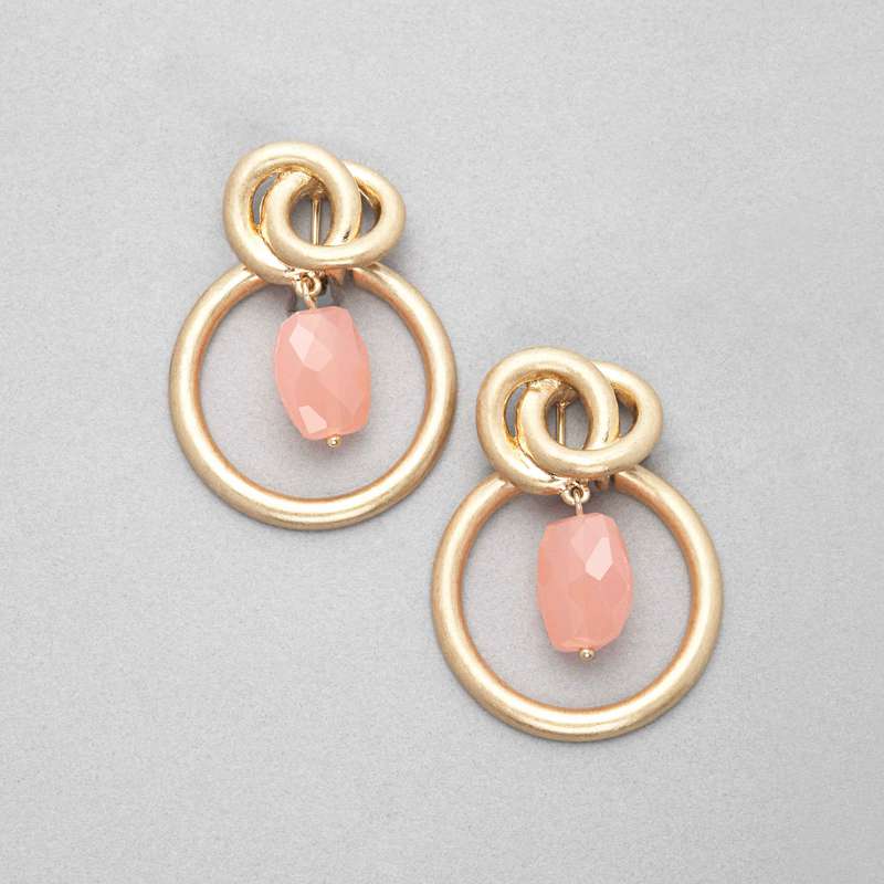Pink Quartz Hoop Earring image number null