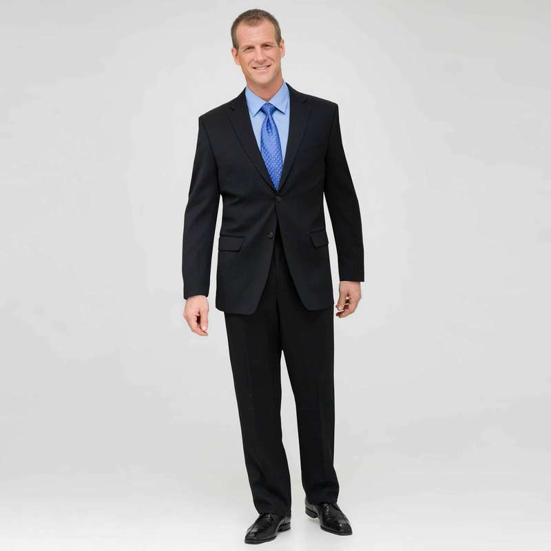 Black Flat Front Wool Suit image number null