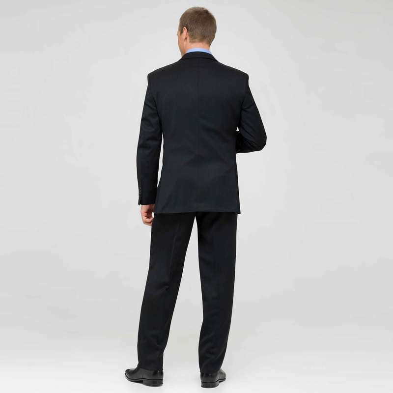 Black Flat Front Wool Suit image number null