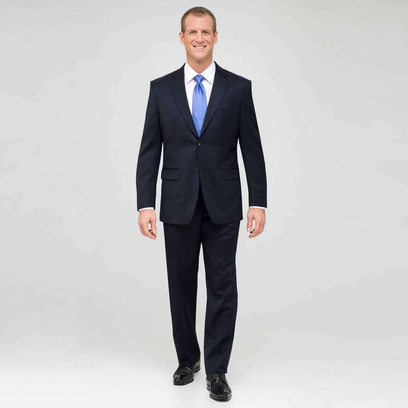 Navy Single Pleat Wool Suit image number null