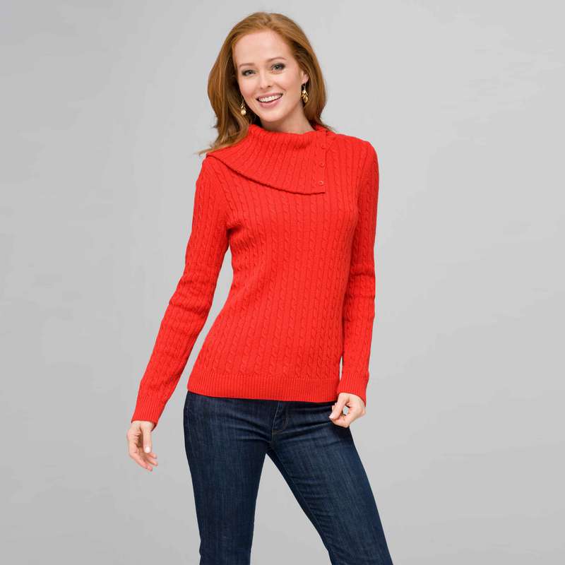 Long Sleeve Button Out Turtle Neck image number null